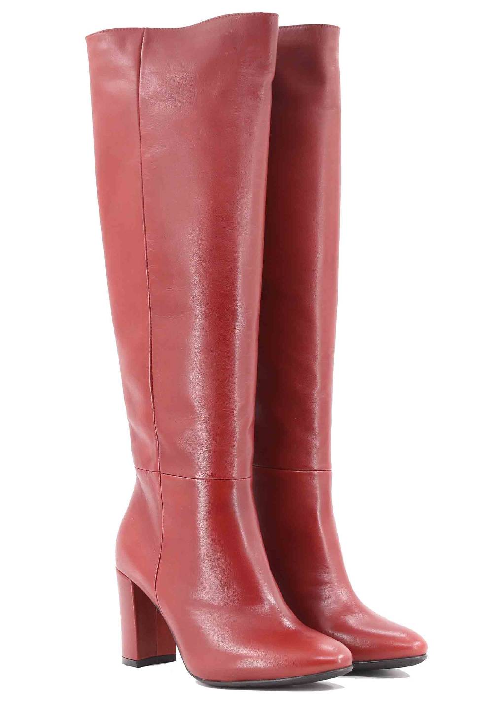 L'ARIANNA Stivali ST1689 a tubo in pelle mattone con punta tonda Offerta