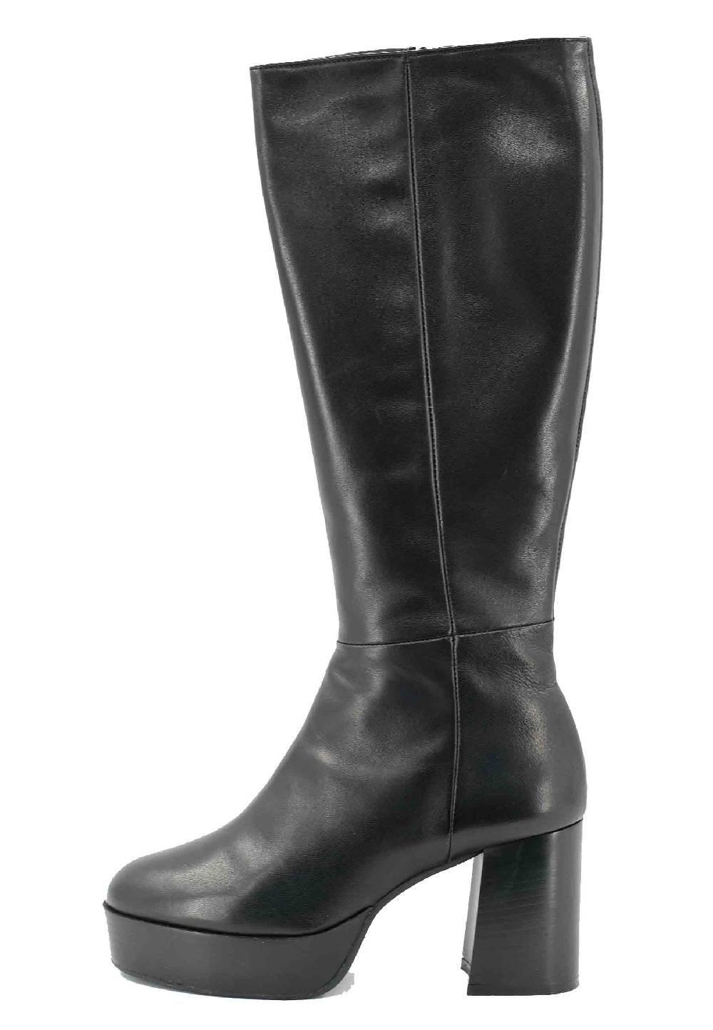 L'ARIANNA Stivali ST1557 in pelle nera con tacco e plateau Outlet