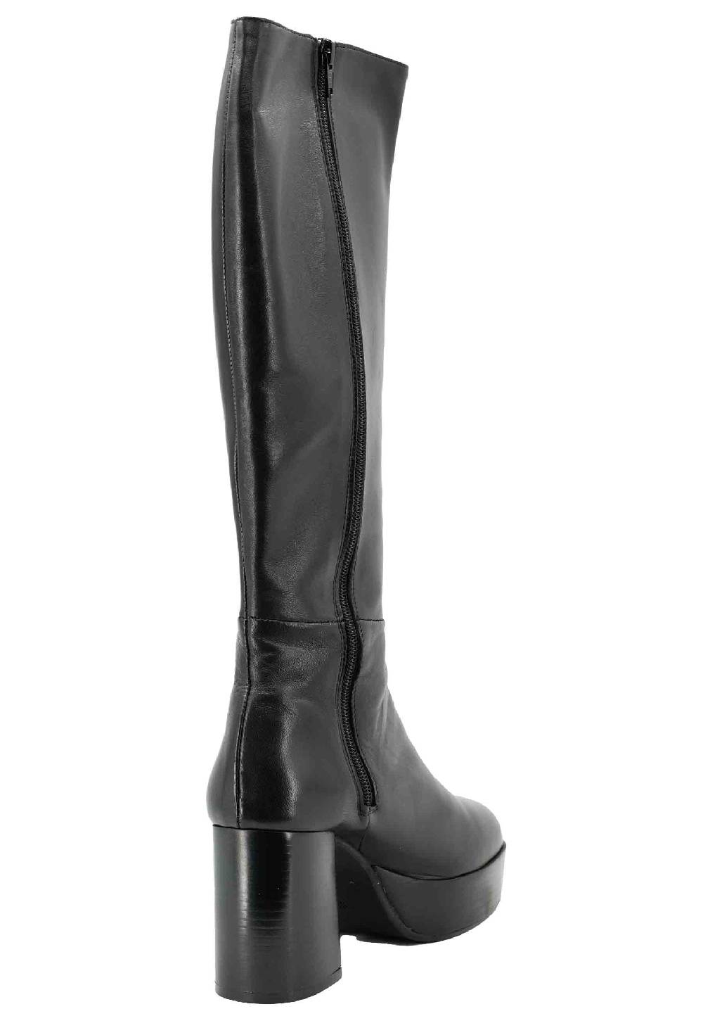 L'ARIANNA Stivali ST1557 in pelle nera con tacco e plateau Outlet