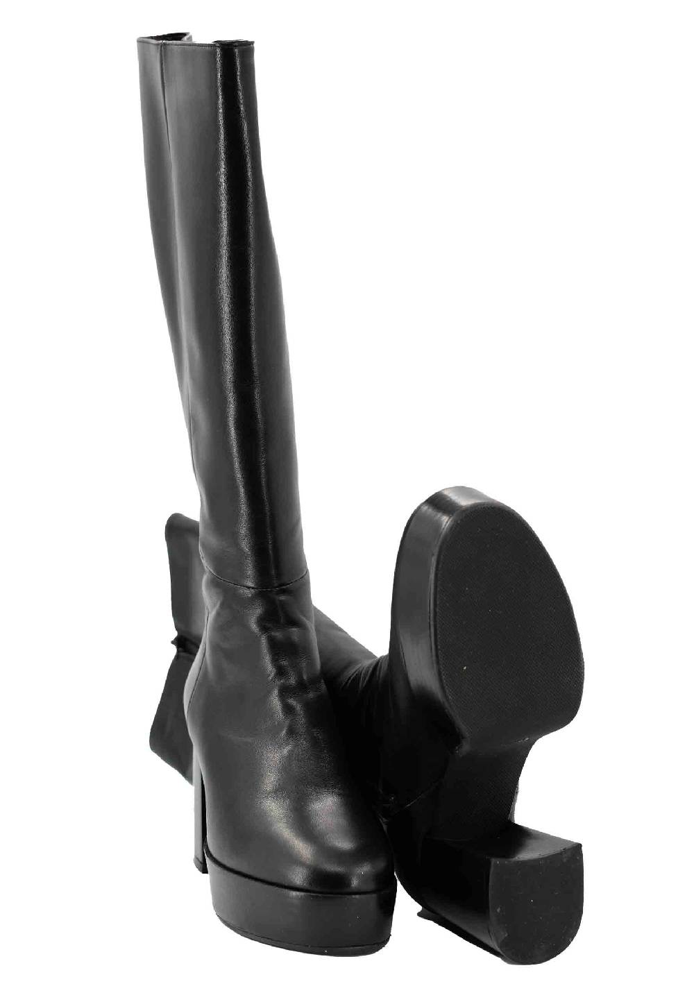 L'ARIANNA Stivali ST1557 in pelle nera con tacco e plateau Outlet