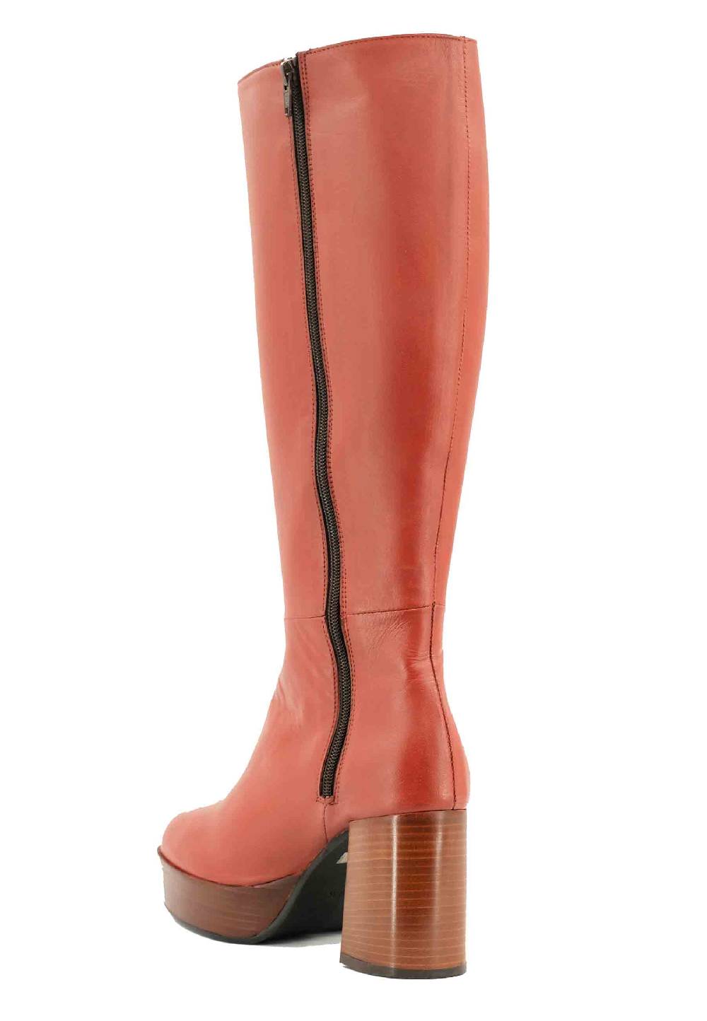 L'ARIANNA Stivali ST1557 in pelle mattone con tacco e plateau Sconto di tempo limitato