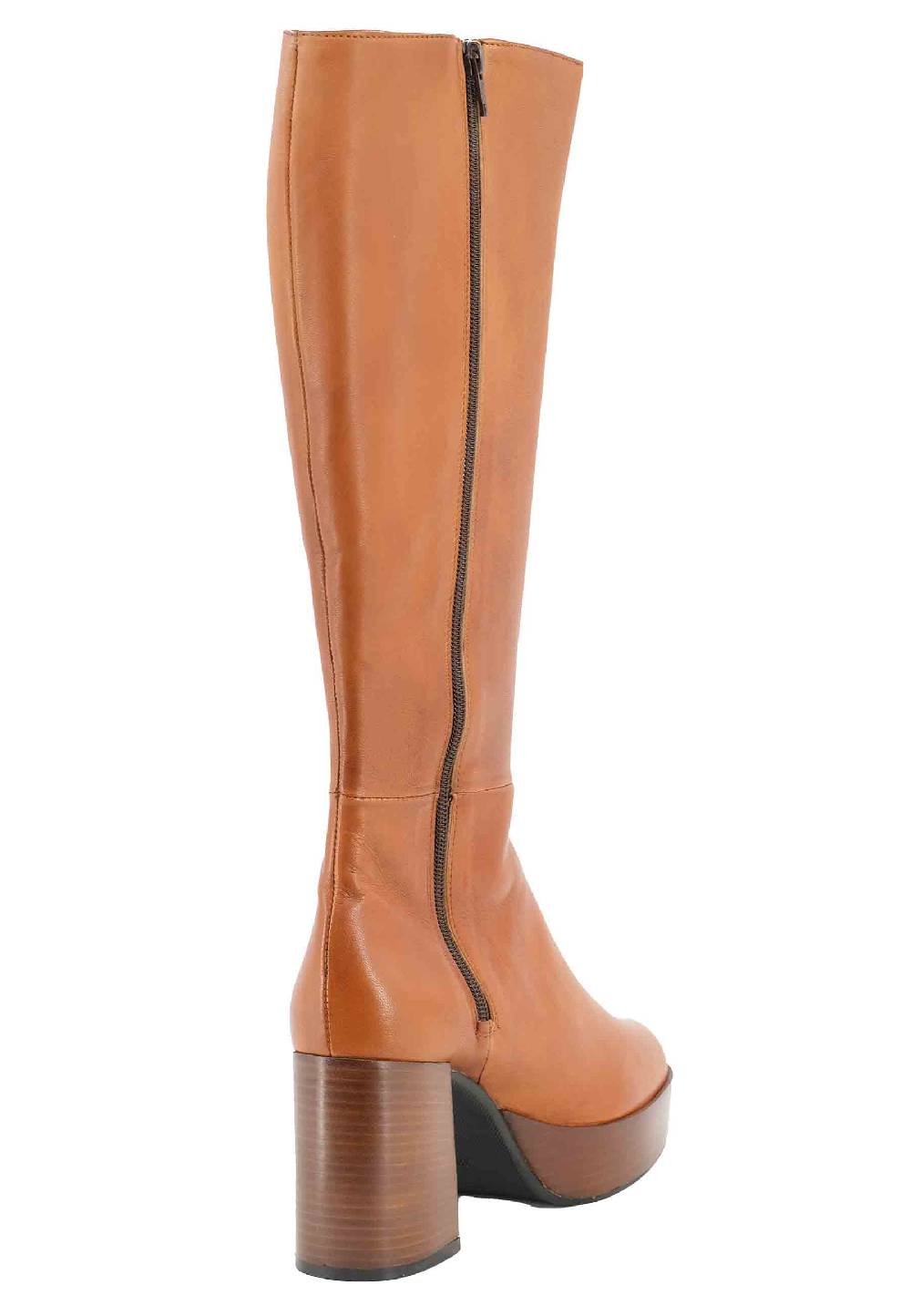 L'ARIANNA Stivali ST1557 in pelle cuoio con tacco e plateau Saldi