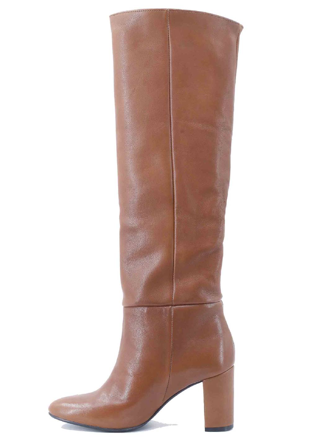 L'ARIANNA Stivali donna ST1593 a tubo in pelle cuoio con gambale alto Vendita Economica