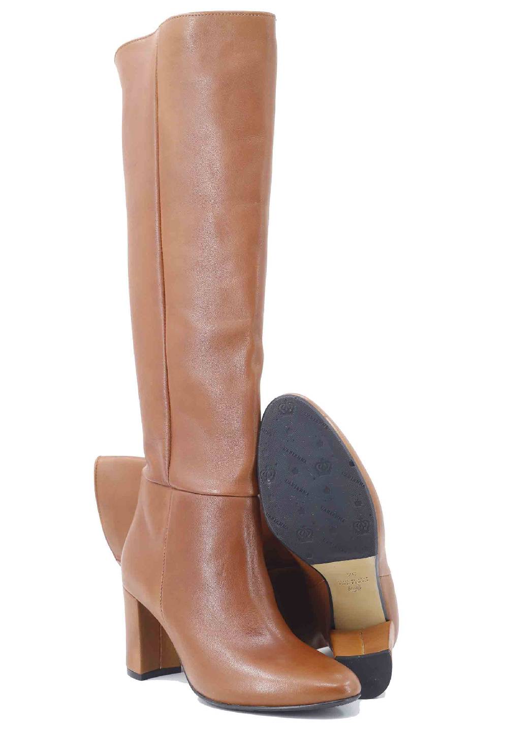 L'ARIANNA Stivali donna ST1593 a tubo in pelle cuoio con gambale alto Vendita Economica