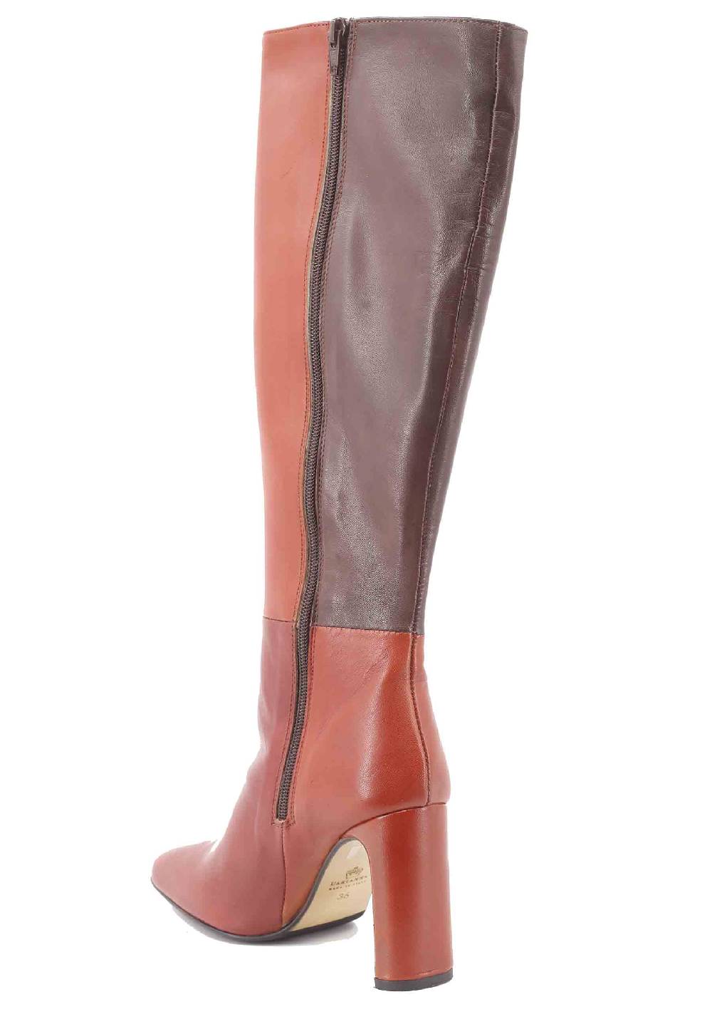 L'ARIANNA Stivali ST1300 patchwork in pelle cuoio e marrone con tacco alto In Saldo