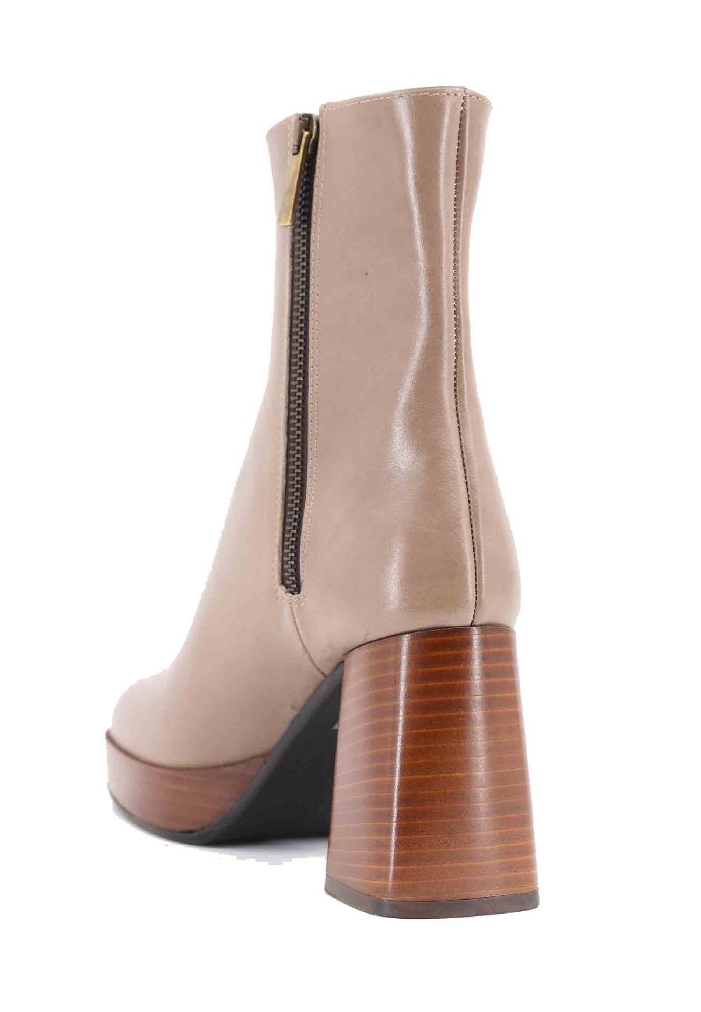 L'ARIANNA Stivaletti TR1665 in pelle taupe con tacco alto e plateau Offerta Pasqua