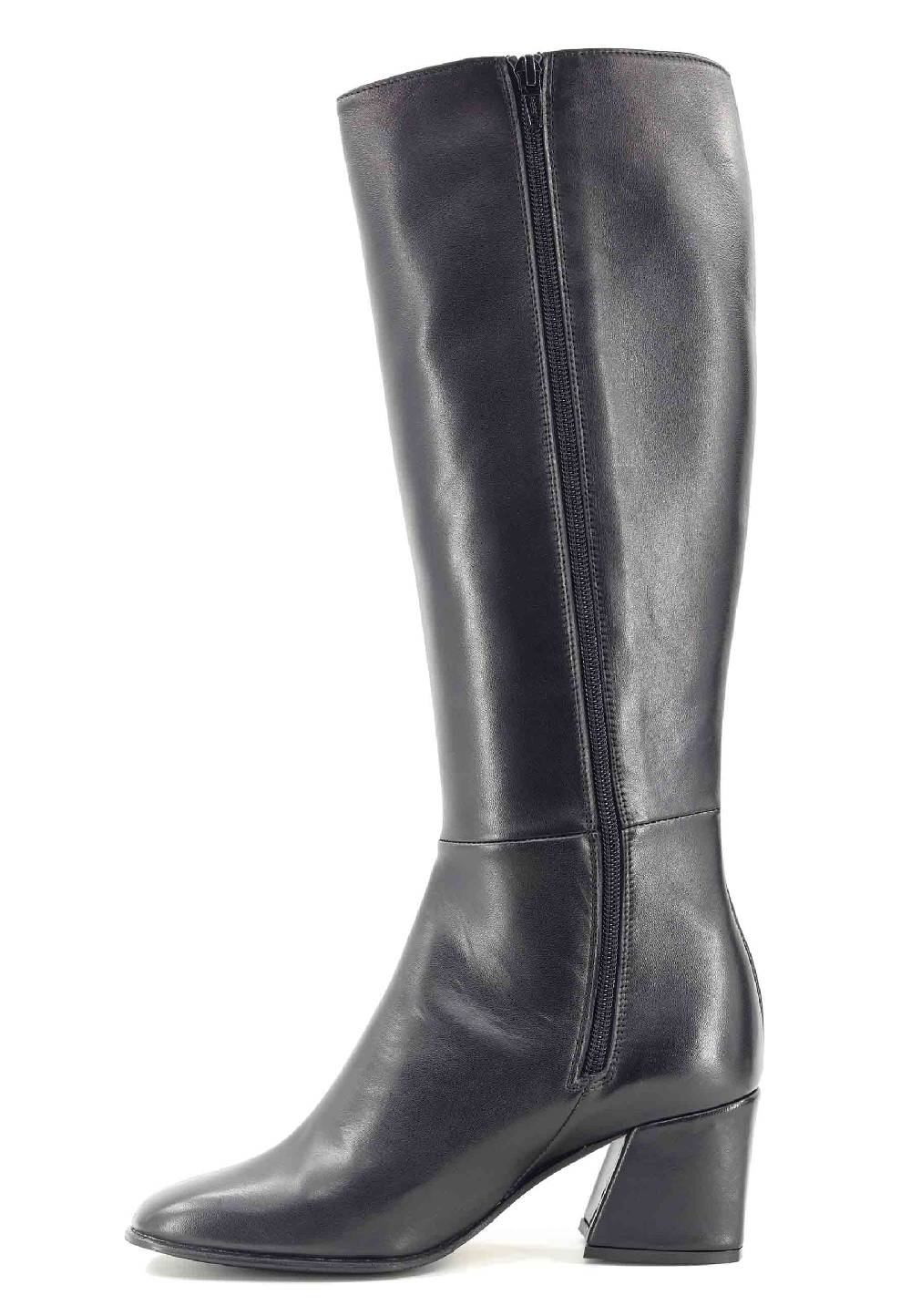 L'ARIANNA Stivali con zip st1302 da donna in pelle nera con punta quadrata Italia