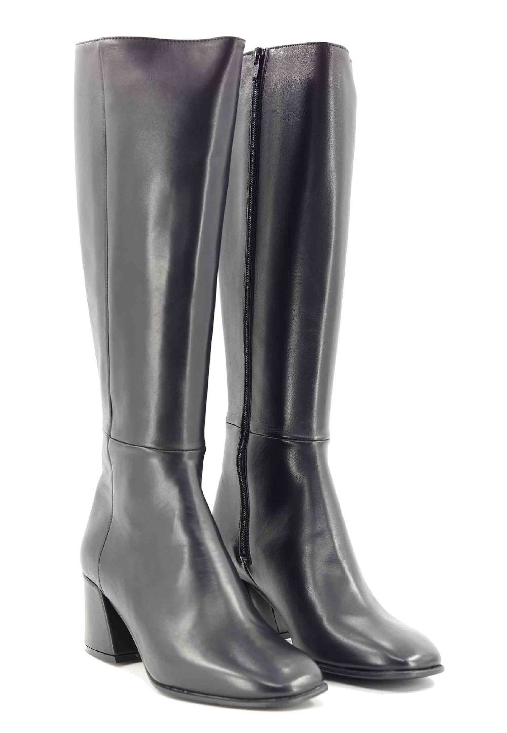 L'ARIANNA Stivali con zip st1302 da donna in pelle nera con punta quadrata Italia