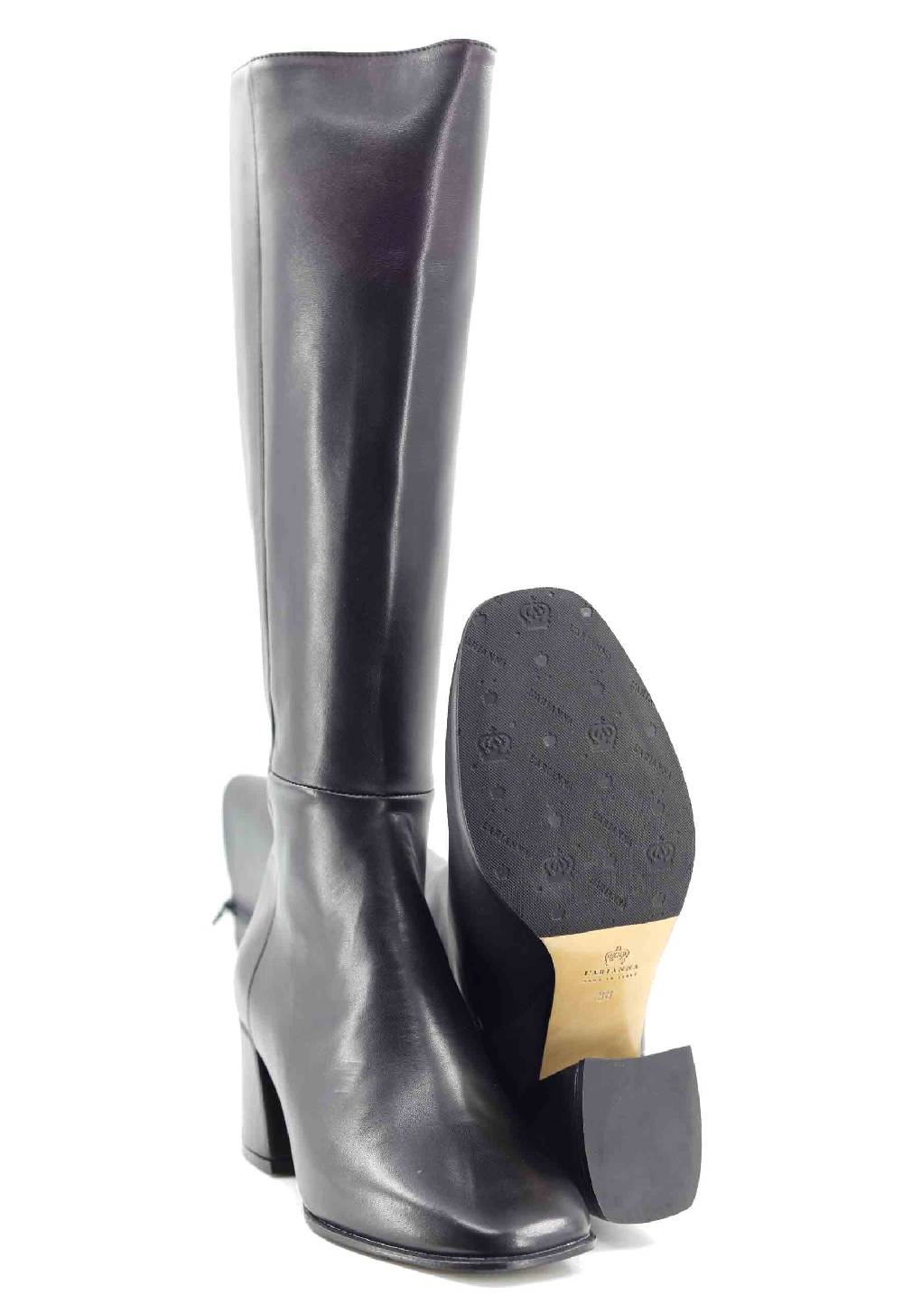 L'ARIANNA Stivali con zip st1302 da donna in pelle nera con punta quadrata Italia