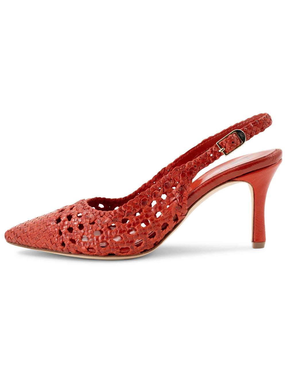 L'ARIANNA Decollete CH1619/RT slingback in pelle intrecciata ARANCIONE tacco alto Economico