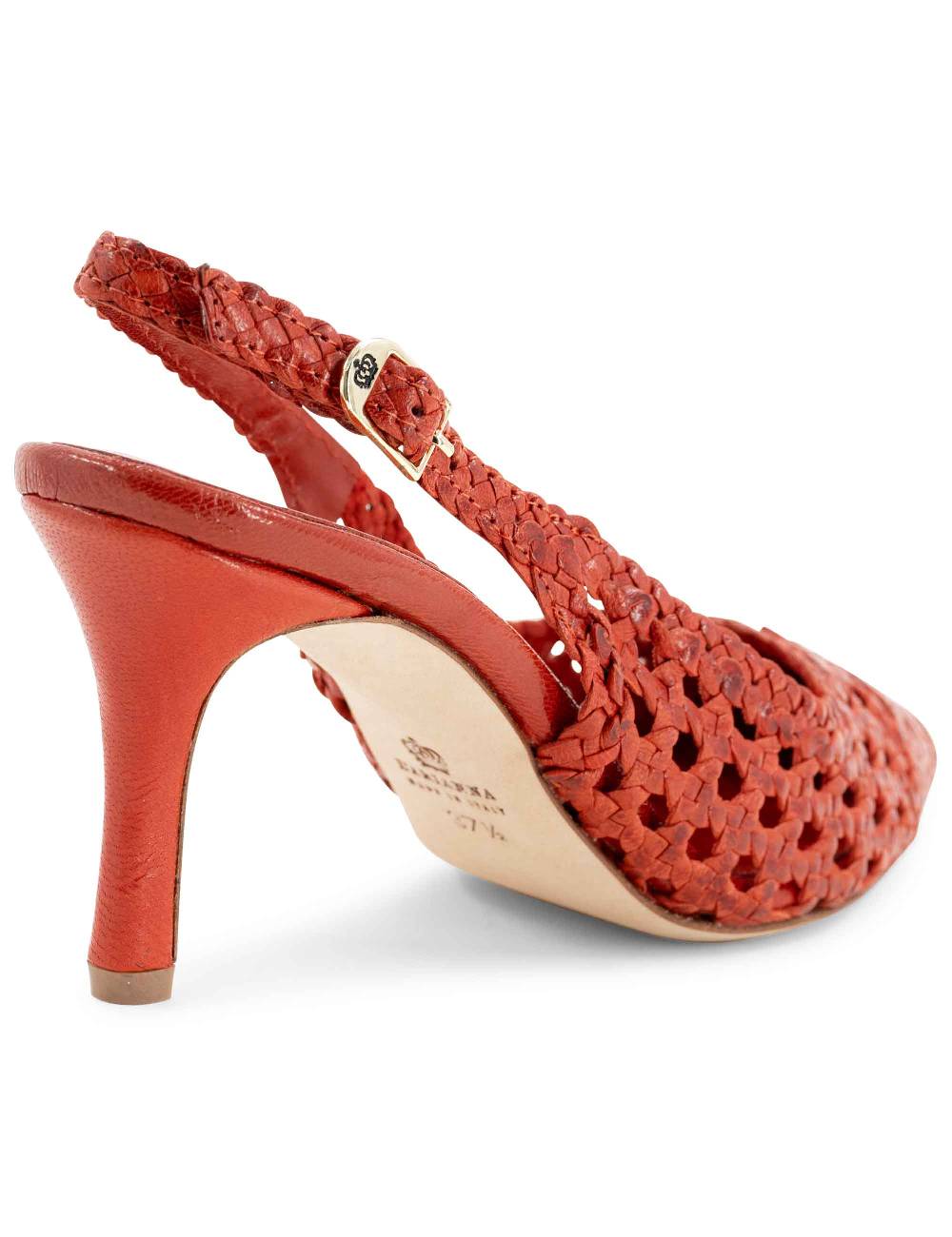 L'ARIANNA Decollete CH1619/RT slingback in pelle intrecciata ARANCIONE tacco alto Economico