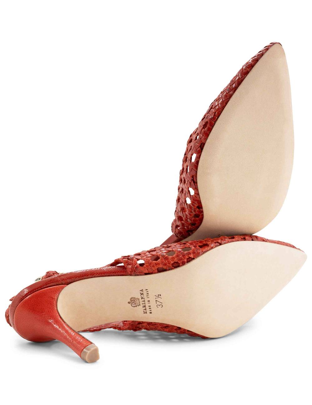 L'ARIANNA Decollete CH1619/RT slingback in pelle intrecciata ARANCIONE tacco alto Economico