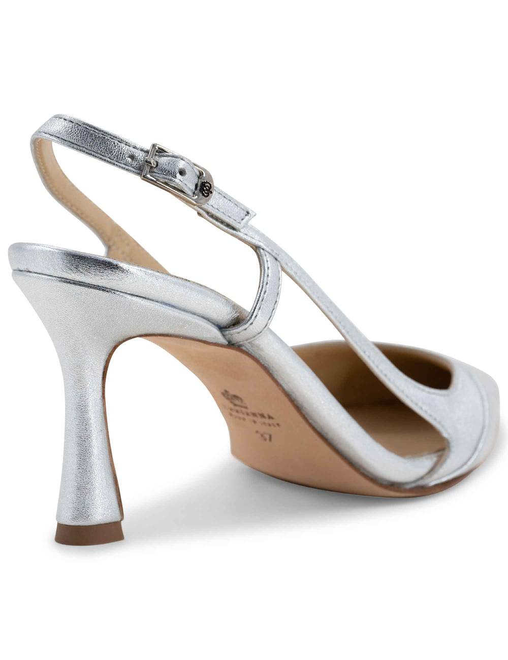 L'ARIANNA Decollete slingback ch1605/rt donna in pelle lamin argento con tacco alto l'arianna Online