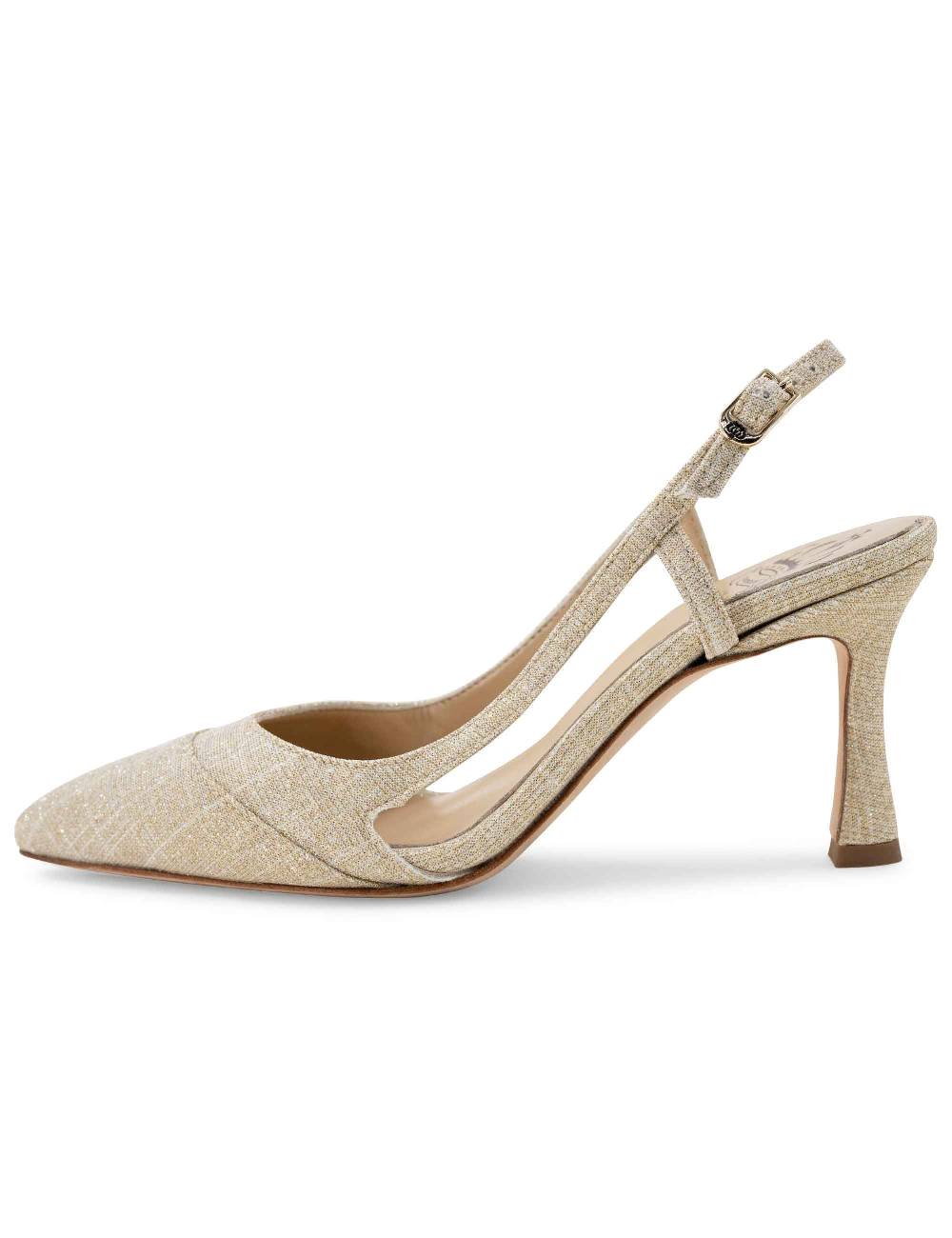 L'ARIANNA Decollete slingback ch1605/rt donna in tessuto sirio platino tacco alto l'arianna Ultimo giorno