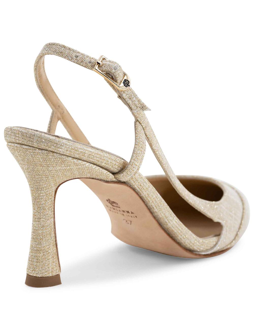 L'ARIANNA Decollete slingback ch1605/rt donna in tessuto sirio platino tacco alto l'arianna Ultimo giorno