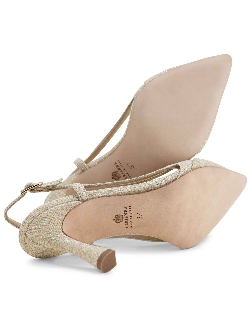 L'ARIANNA Decollete slingback ch1605/rt donna in tessuto sirio platino tacco alto l'arianna Ultimo giorno