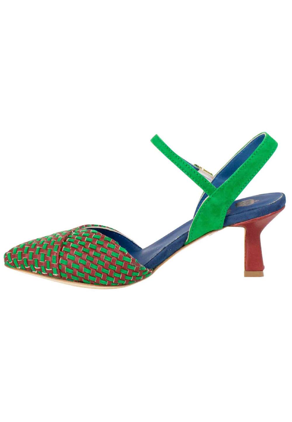 L'ARIANNA Decollete DE1540/rt da donna in camoscio mattone e verde con cinturino alla caviglia Vendita Calda