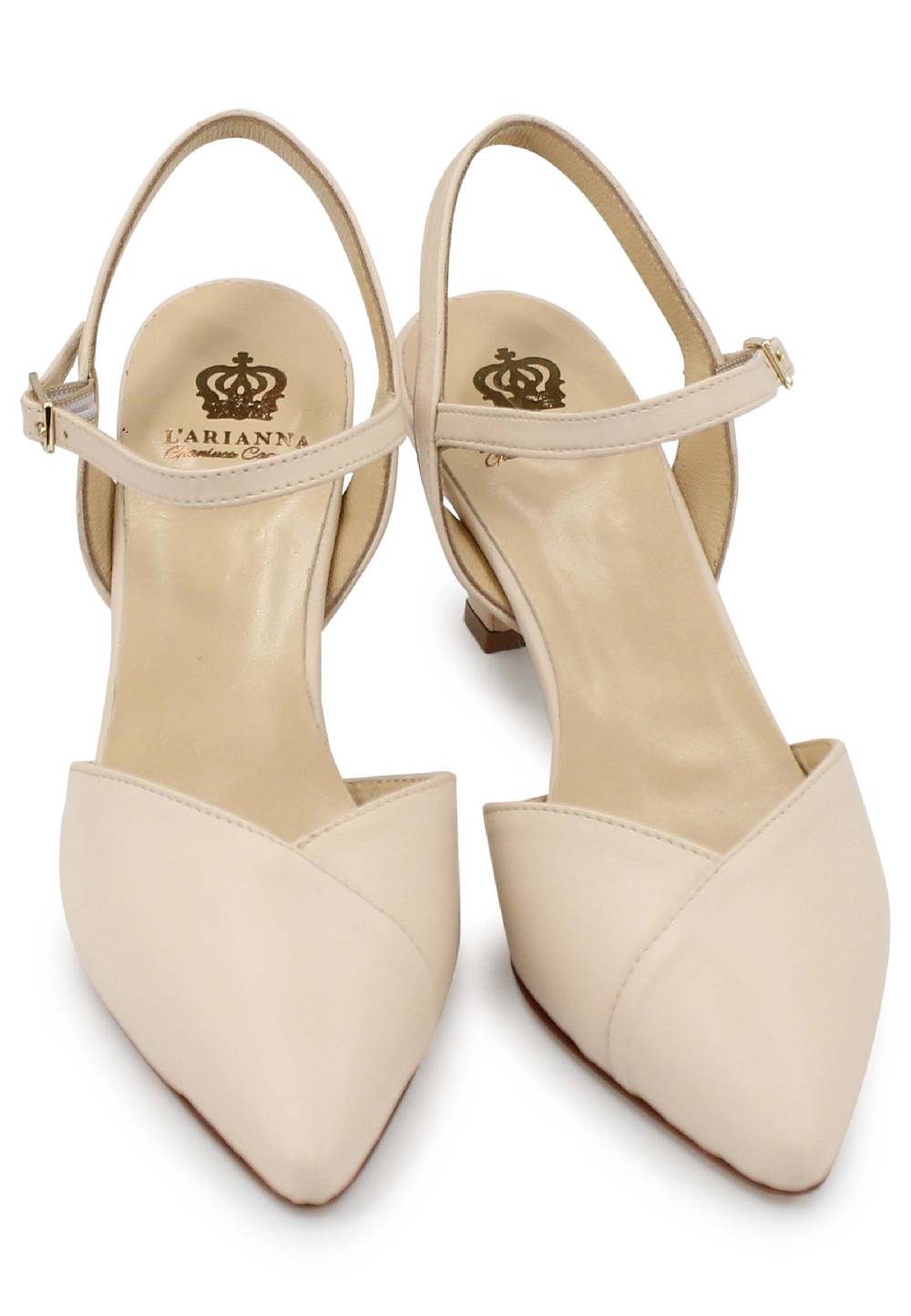 L'ARIANNA Decollete de1541 donna in pelle beige con cinturino alla caviglia I Più Venduti