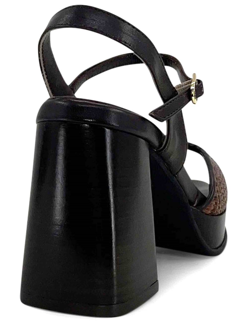 L'ARIANNA sandali ds1738/c in pitti moro con plateu e cinturino in pelle alla caviglia Negozio