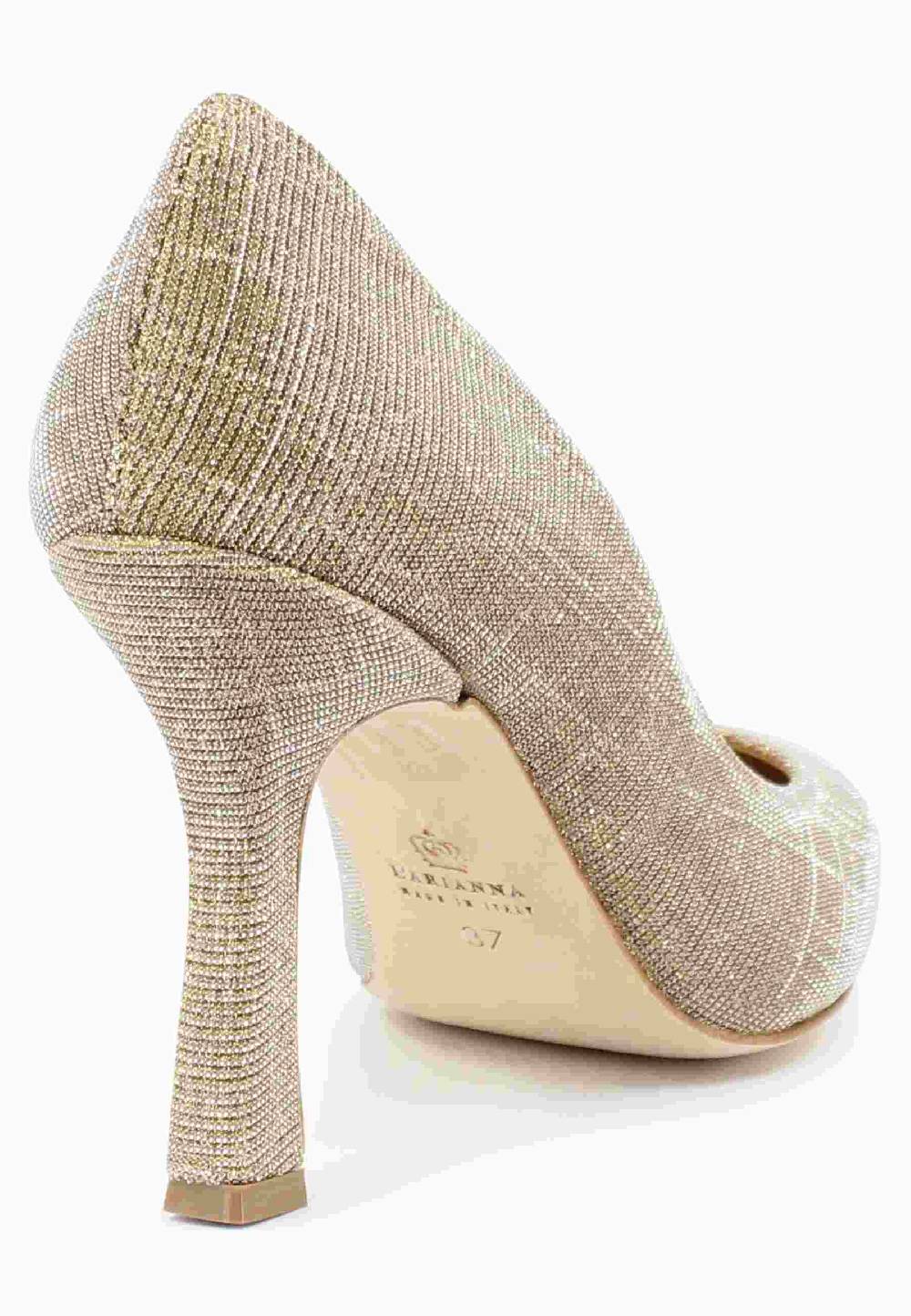 L'ARIANNA Decollete DE1002/RT in tessuto lux oro con tacco alto In Linea