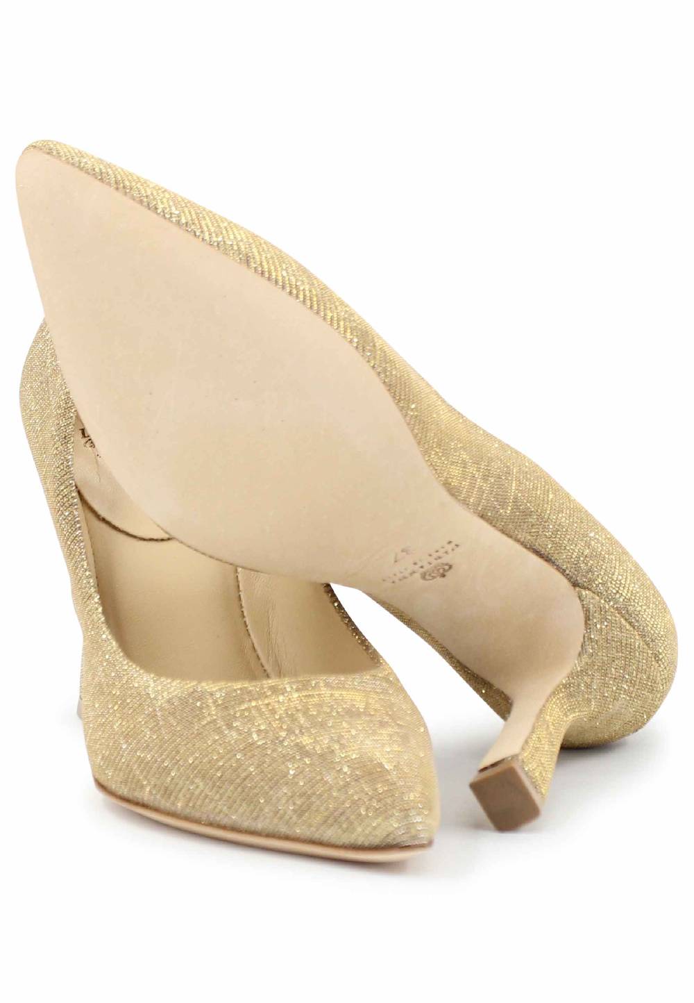 L'ARIANNA Decollete DE1002/RT in tessuto lux oro con tacco alto In Linea