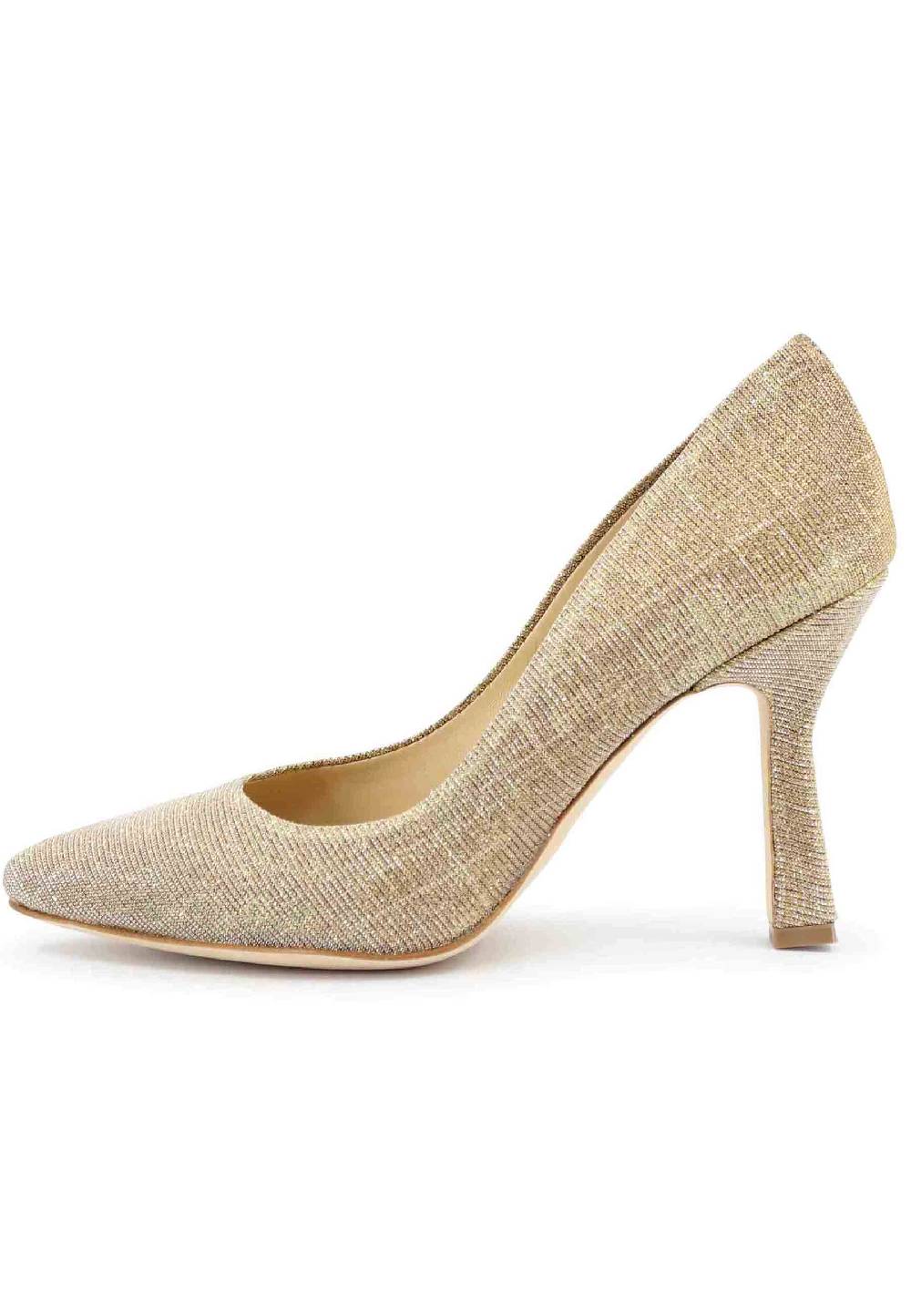 L'ARIANNA Decollete DE1002/RT in tessuto lux oro con tacco alto In Linea