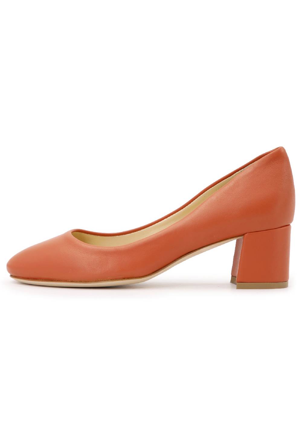 L'ARIANNA Decollete donna in pelle arancio con tacco basso e punta tonda Nuovo
