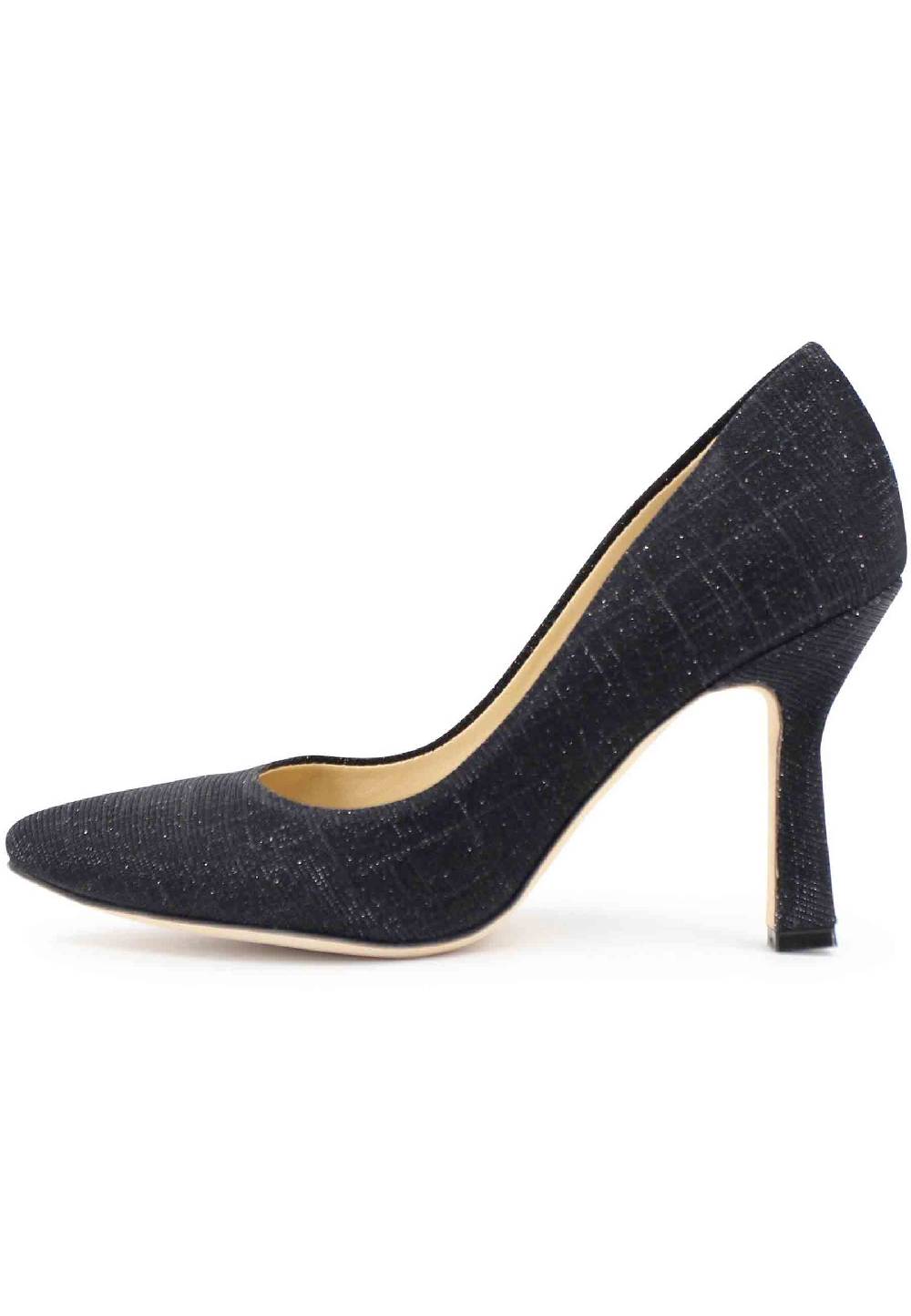 L'ARIANNA Decollete DE1002/RT donna in tessuto blu notte lux con tacco alto tono su tono Vendita