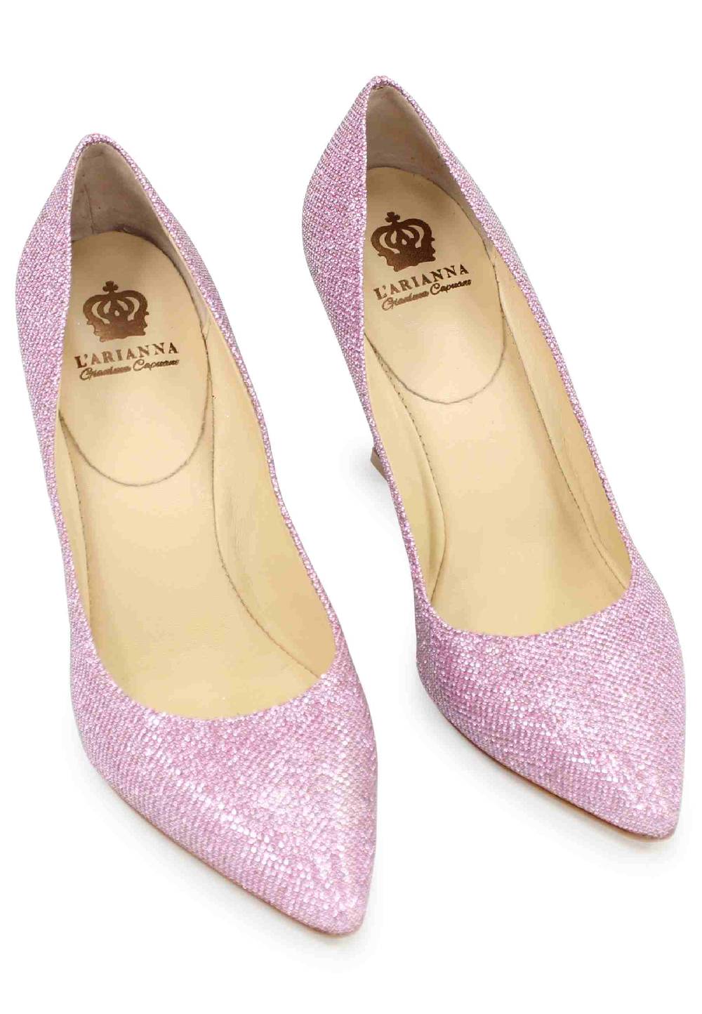 L'ARIANNA Decollete DE1002/RT donna in tessuto lux rosa con tacco alto Soddisfazione Garantita
