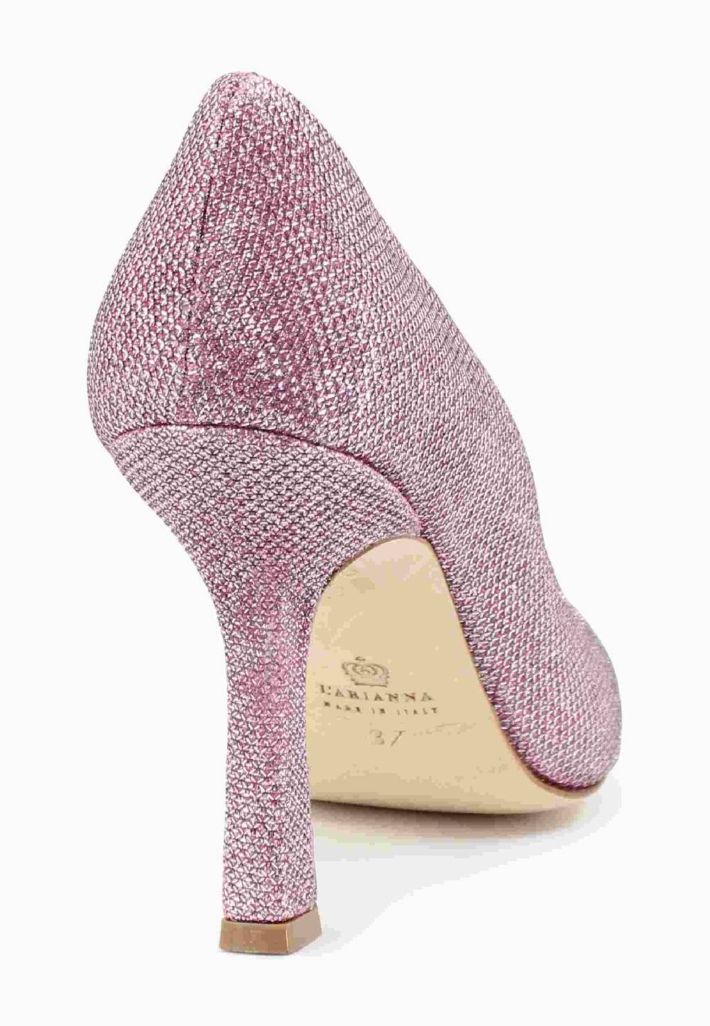 L'ARIANNA Decollete DE1002/RT donna in tessuto lux rosa con tacco alto Soddisfazione Garantita