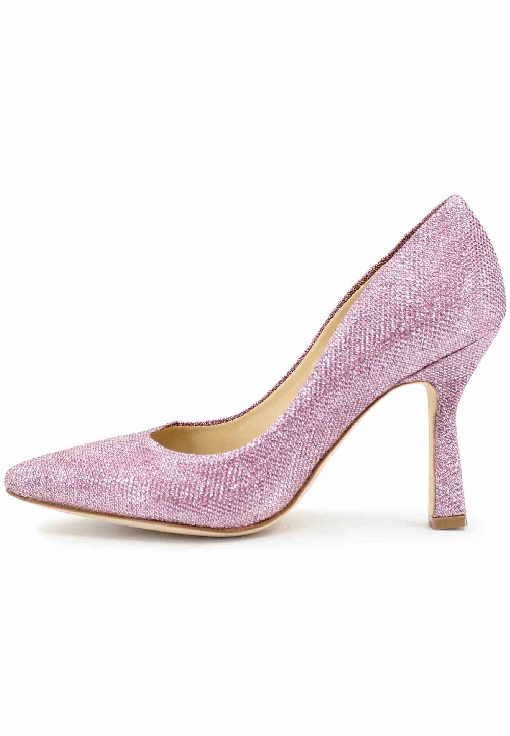 L'ARIANNA Decollete DE1002/RT donna in tessuto lux rosa con tacco alto Soddisfazione Garantita
