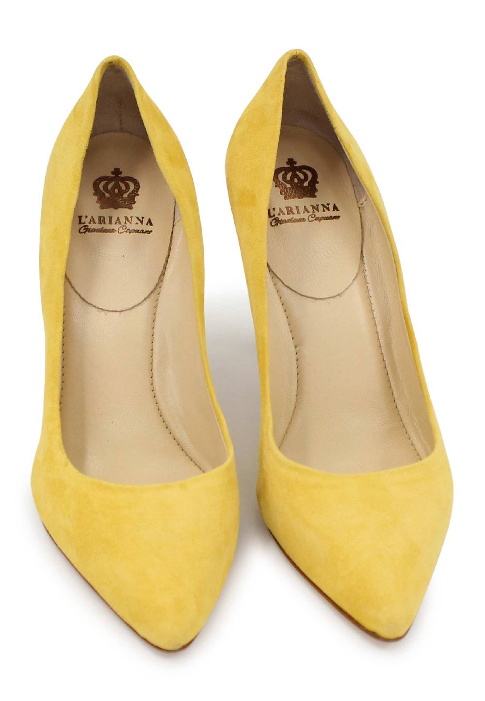 L'ARIANNA Decollete DE1002/RT donna in camoscio giallo con tacco alto Qualità Garantita