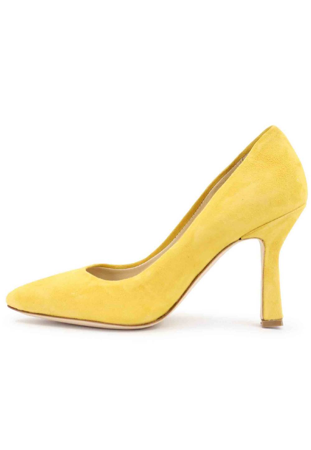 L'ARIANNA Decollete DE1002/RT donna in camoscio giallo con tacco alto Qualità Garantita