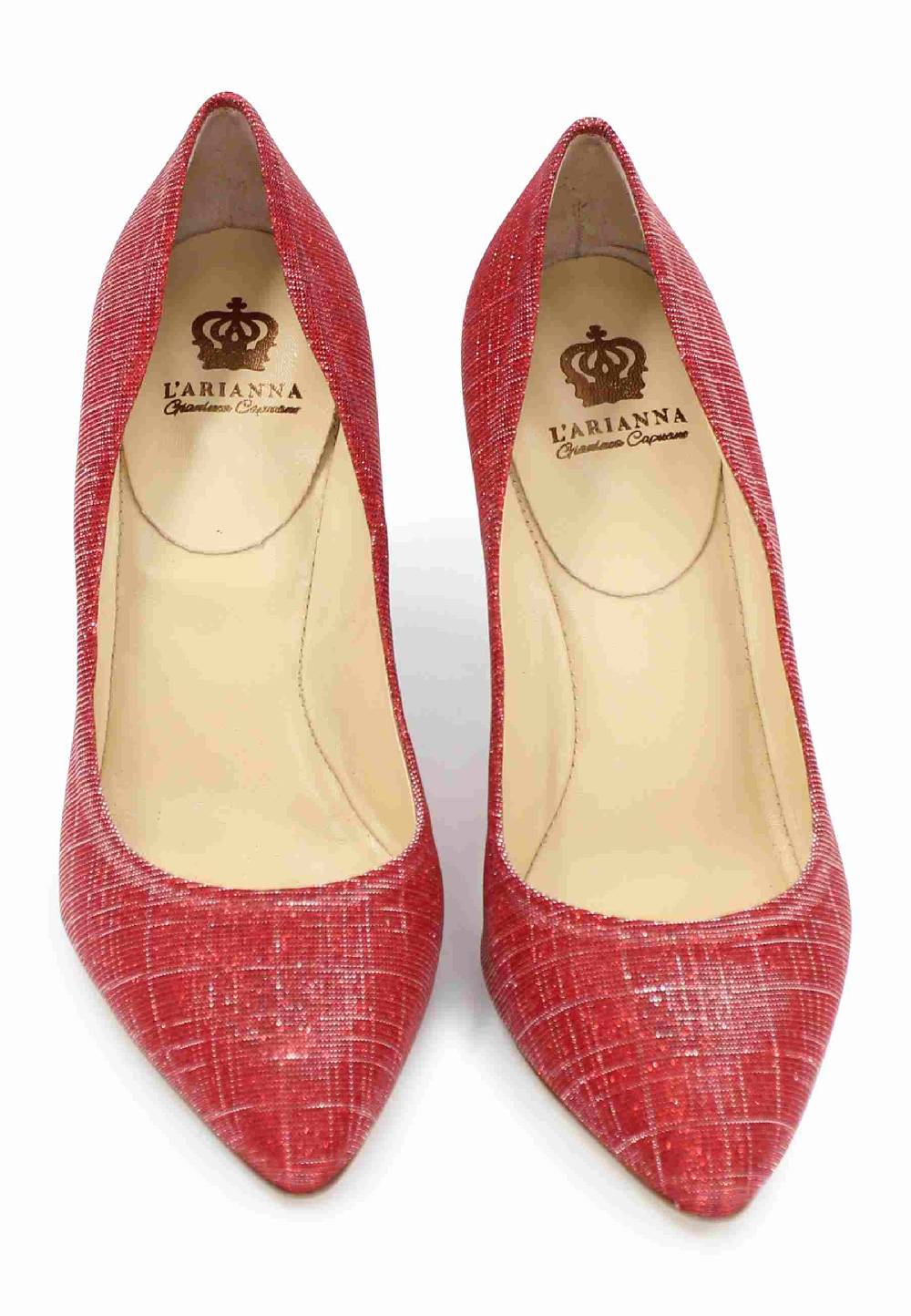 L'ARIANNA Decollete DE1002/RT donna in tessuto lux rosso con tacco alto Negozi Online