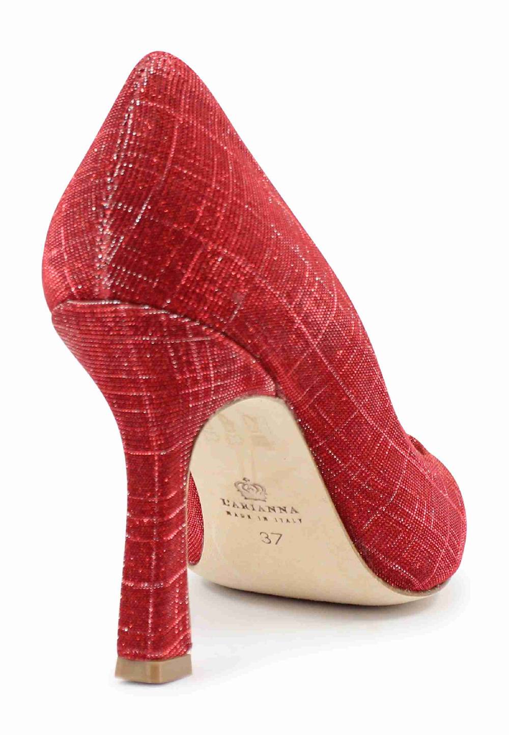 L'ARIANNA Decollete DE1002/RT donna in tessuto lux rosso con tacco alto Negozi Online