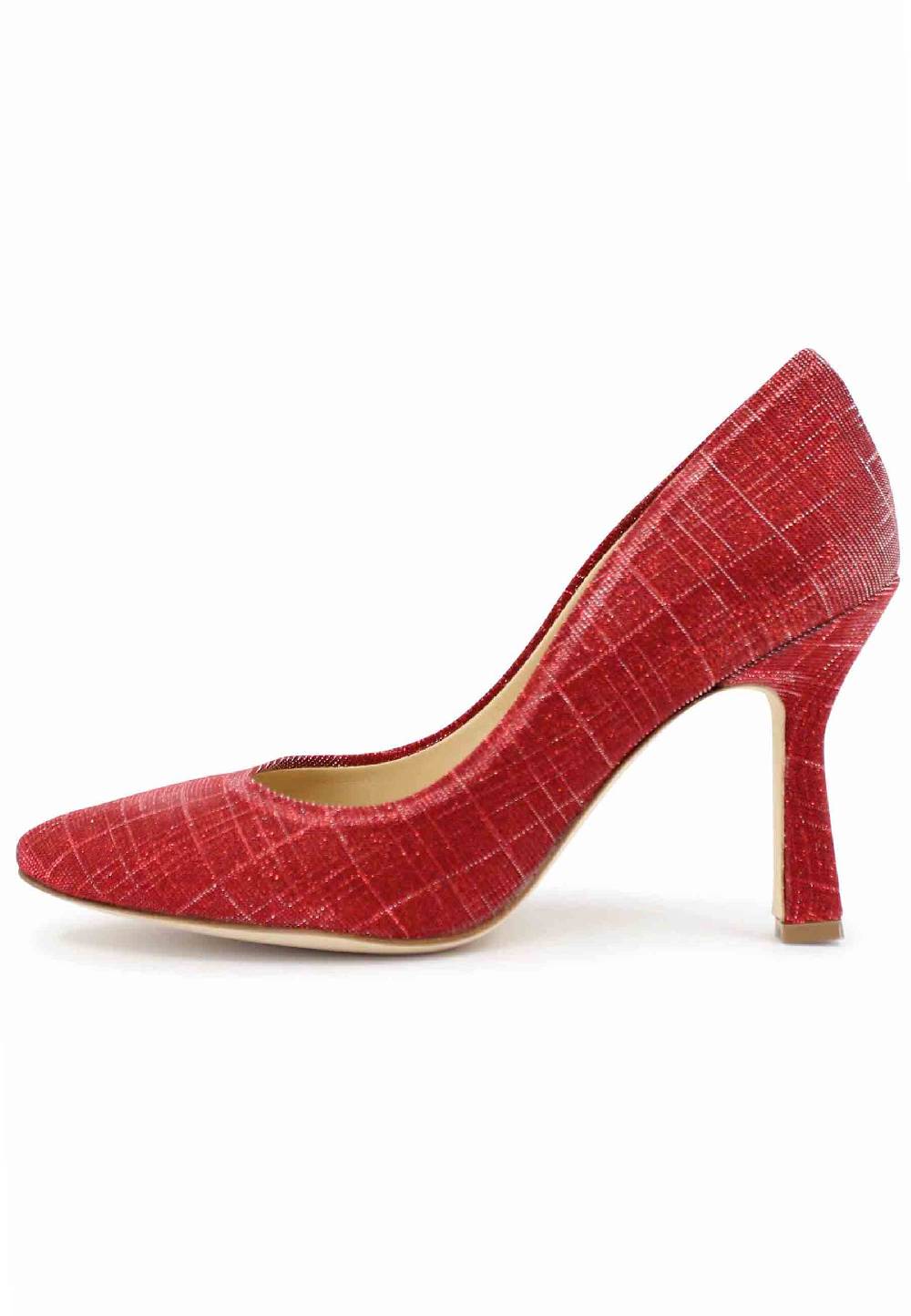 L'ARIANNA Decollete DE1002/RT donna in tessuto lux rosso con tacco alto Negozi Online