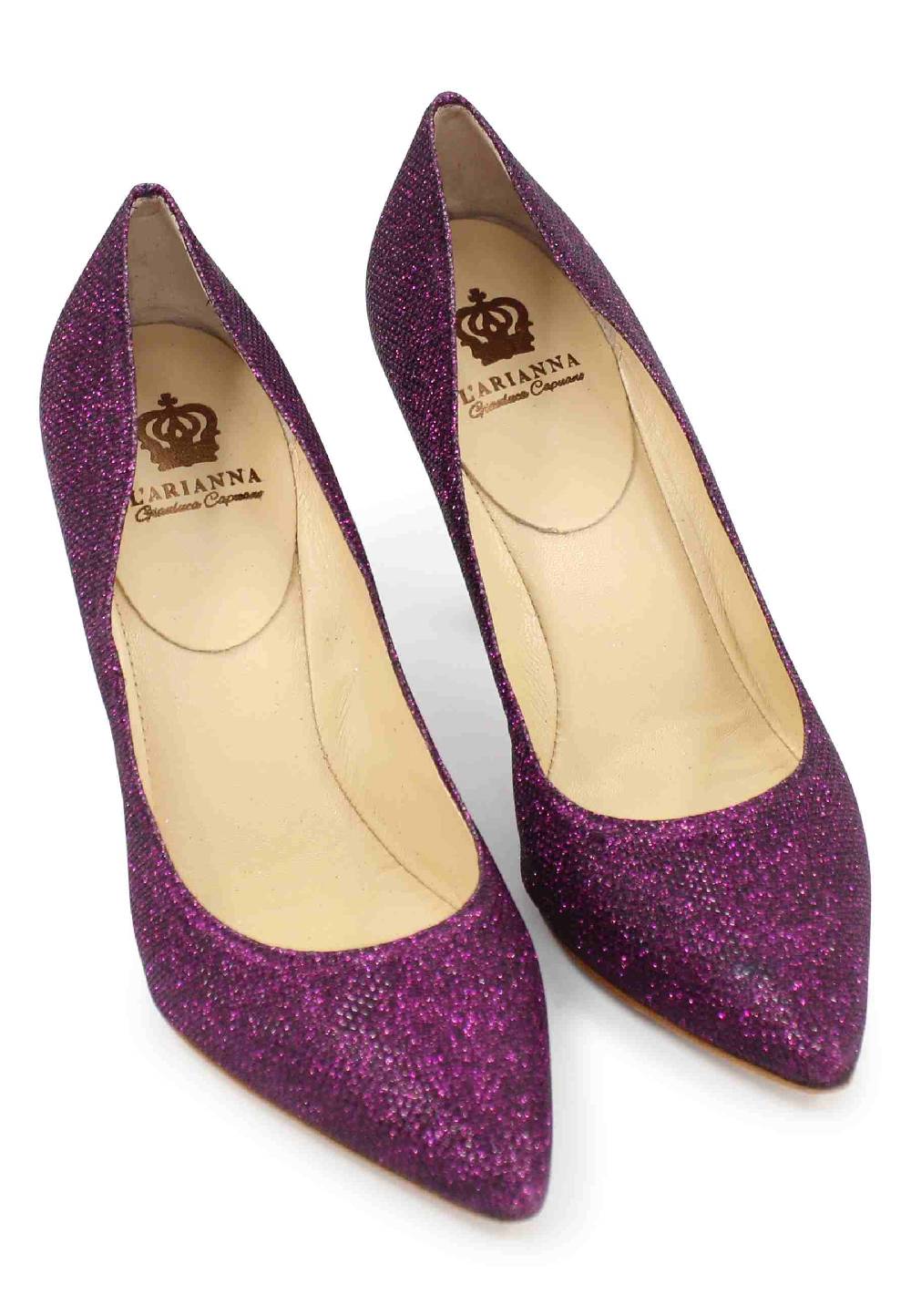 L'ARIANNA Decollete DE1002/RT donna in tessuto lux viola con tacco alto Fino Al -60%