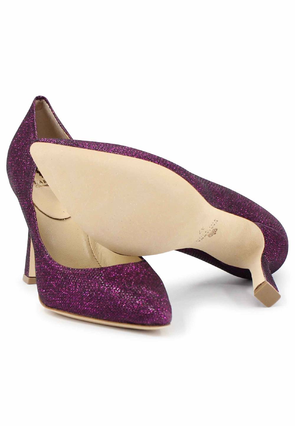 L'ARIANNA Decollete DE1002/RT donna in tessuto lux viola con tacco alto Fino Al -60%