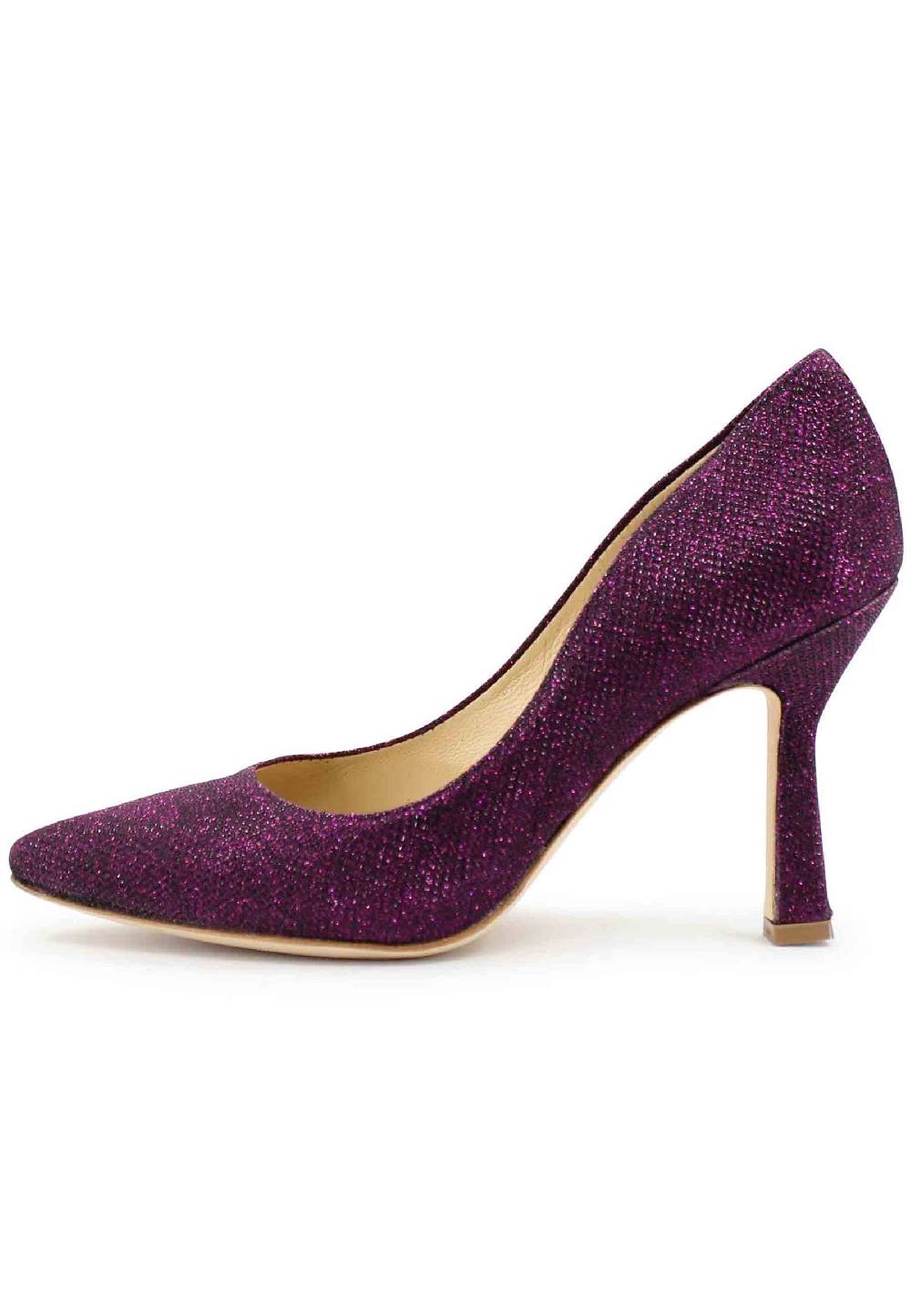 L'ARIANNA Decollete DE1002/RT donna in tessuto lux viola con tacco alto Fino Al -60%