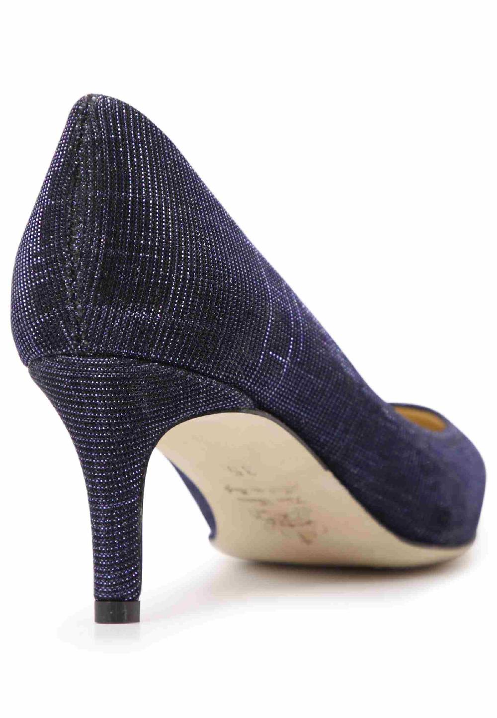 L'ARIANNA Decollete donna in tessuto lux blu con tacco sottile Affare Del Giorno
