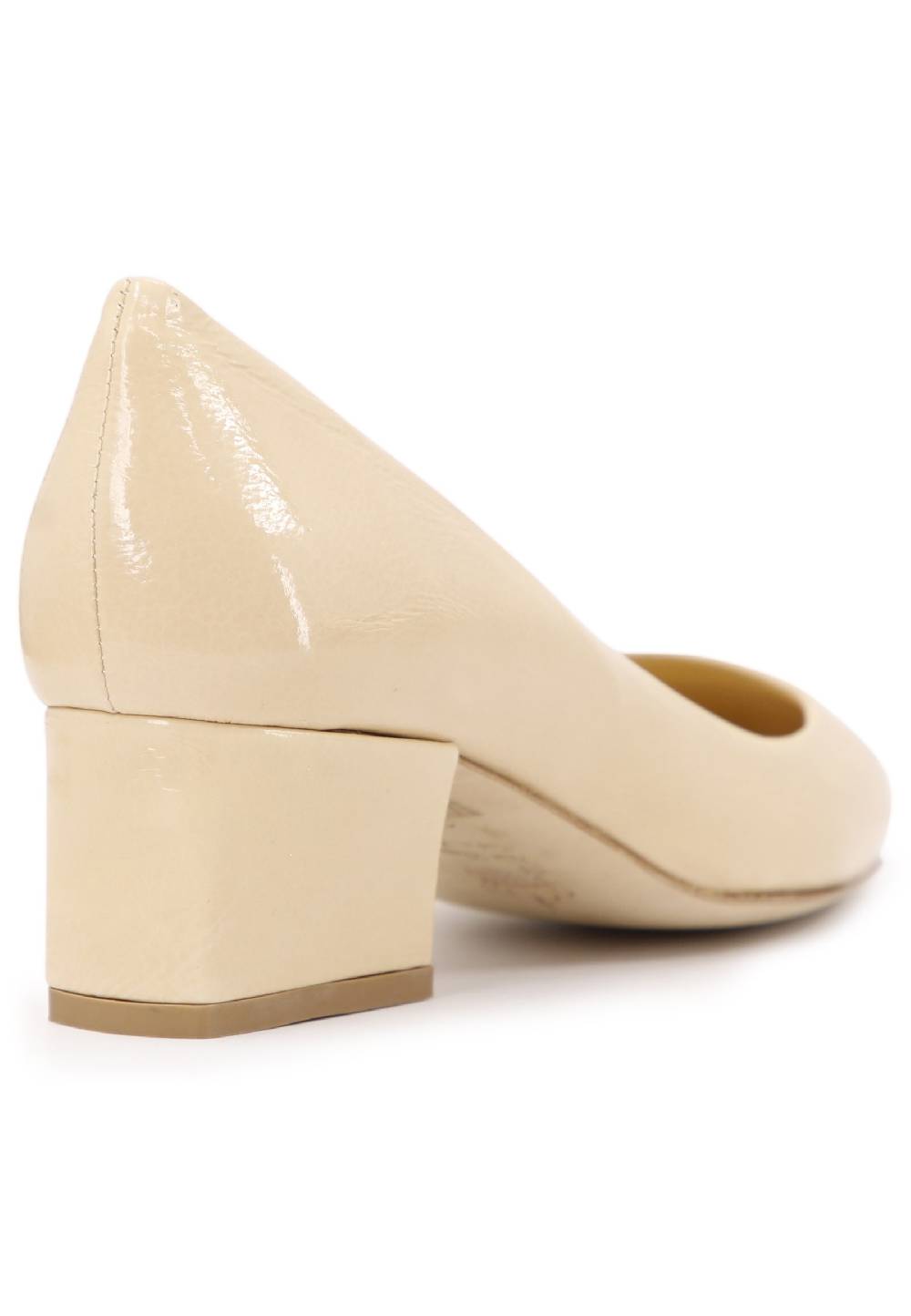 L'ARIANNA Decollete donna in vernice beige con tacco basso e punta tonda Prezzo Ridotto