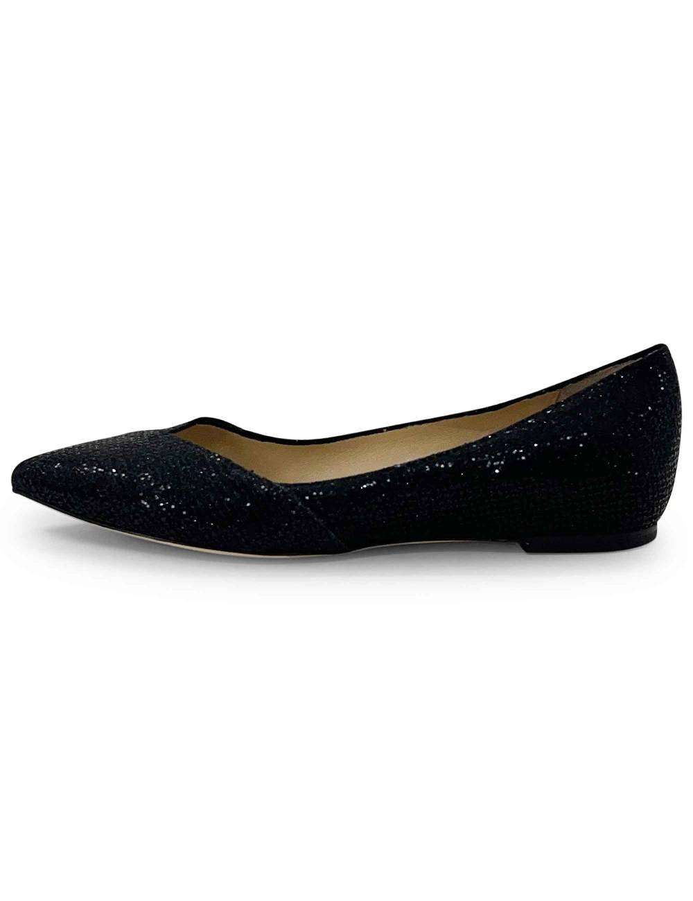 L'ARIANNA Ballerine bl1466 da donna in tessuto glitter moon nero con tacco basso l'arianna Novità