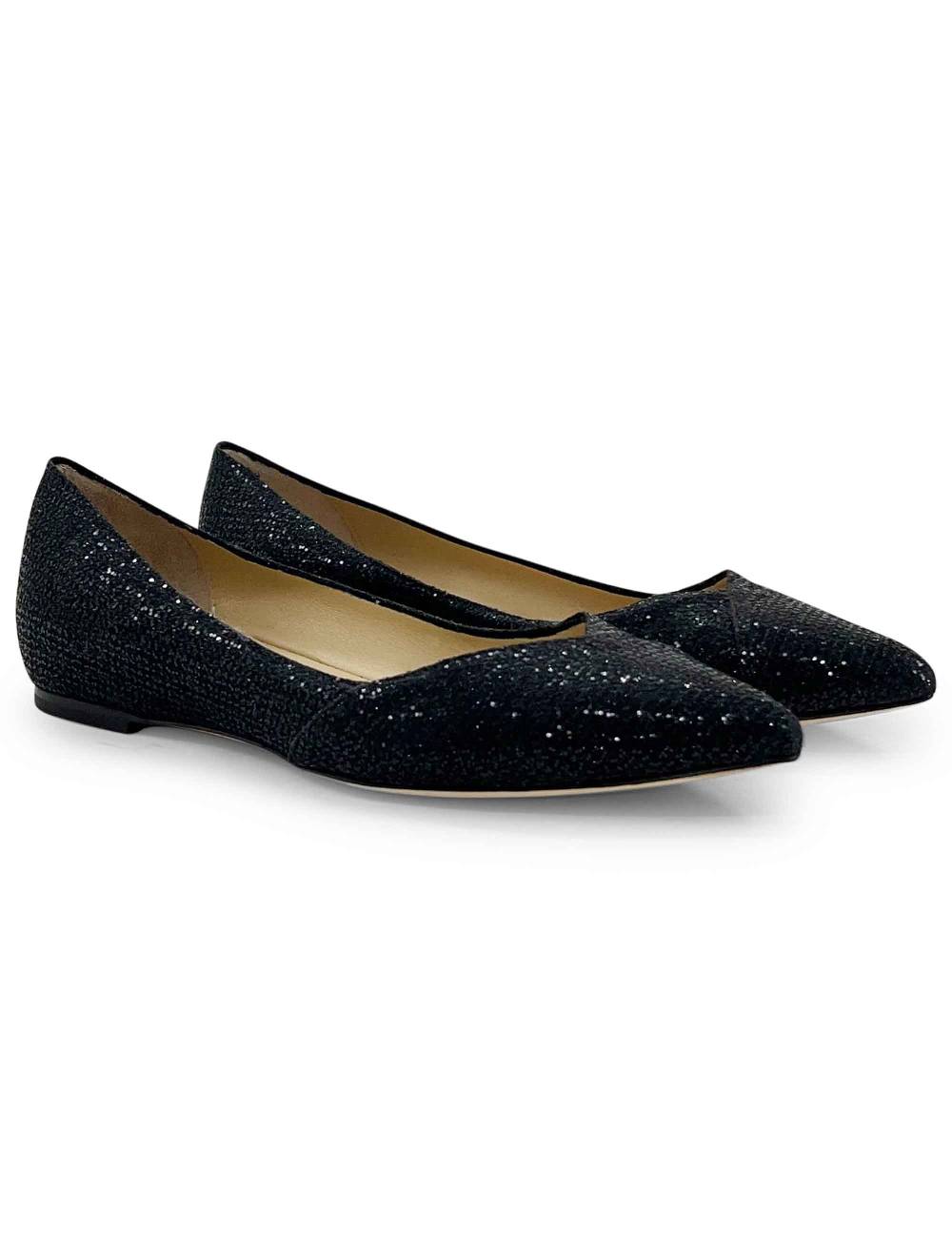 L'ARIANNA Ballerine bl1466 da donna in tessuto glitter moon nero con tacco basso l'arianna Novità
