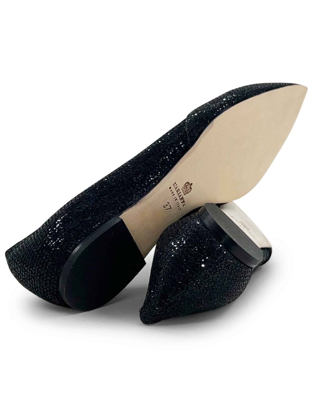 L'ARIANNA Ballerine bl1466 da donna in tessuto glitter moon nero con tacco basso l'arianna Novità