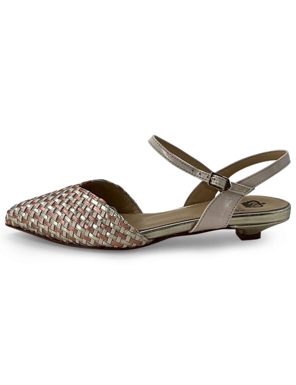 L'ARIANNA Ballerine BL1488/rt da donna in pelle lux vaniglia e platino con cinturino alla caviglia Presa