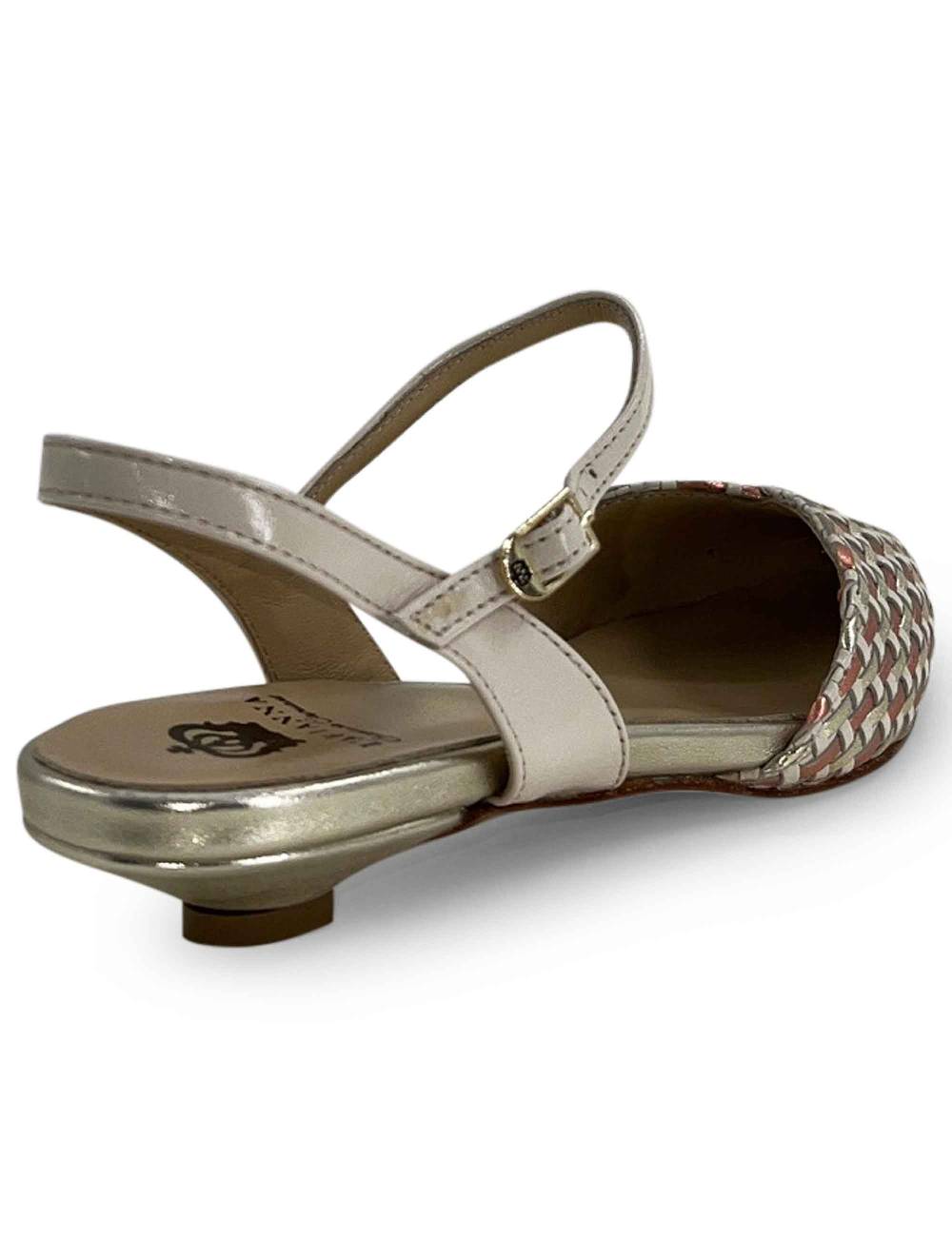 L'ARIANNA Ballerine BL1488/rt da donna in pelle lux vaniglia e platino con cinturino alla caviglia Presa