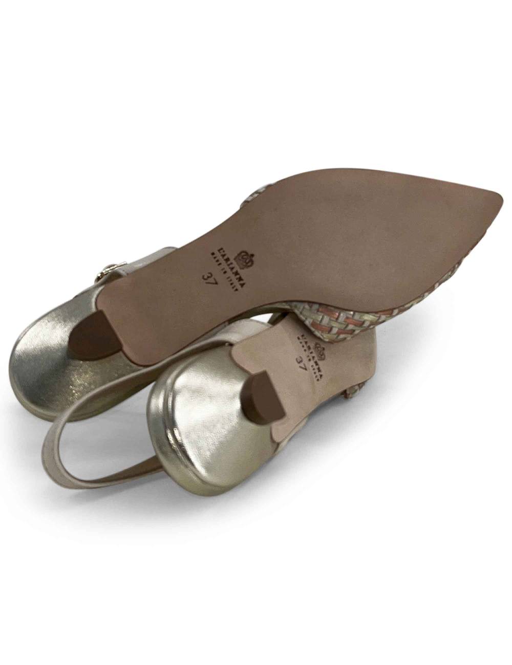 L'ARIANNA Ballerine BL1488/rt da donna in pelle lux vaniglia e platino con cinturino alla caviglia Presa