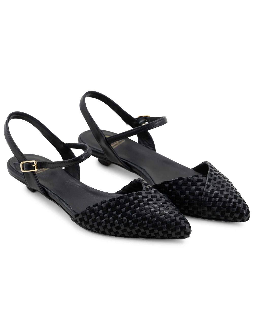 L'ARIANNA Ballerine BL1488/rt da donna in camoscio e pelle nera con cinturino alla caviglia L'Arianna Economico
