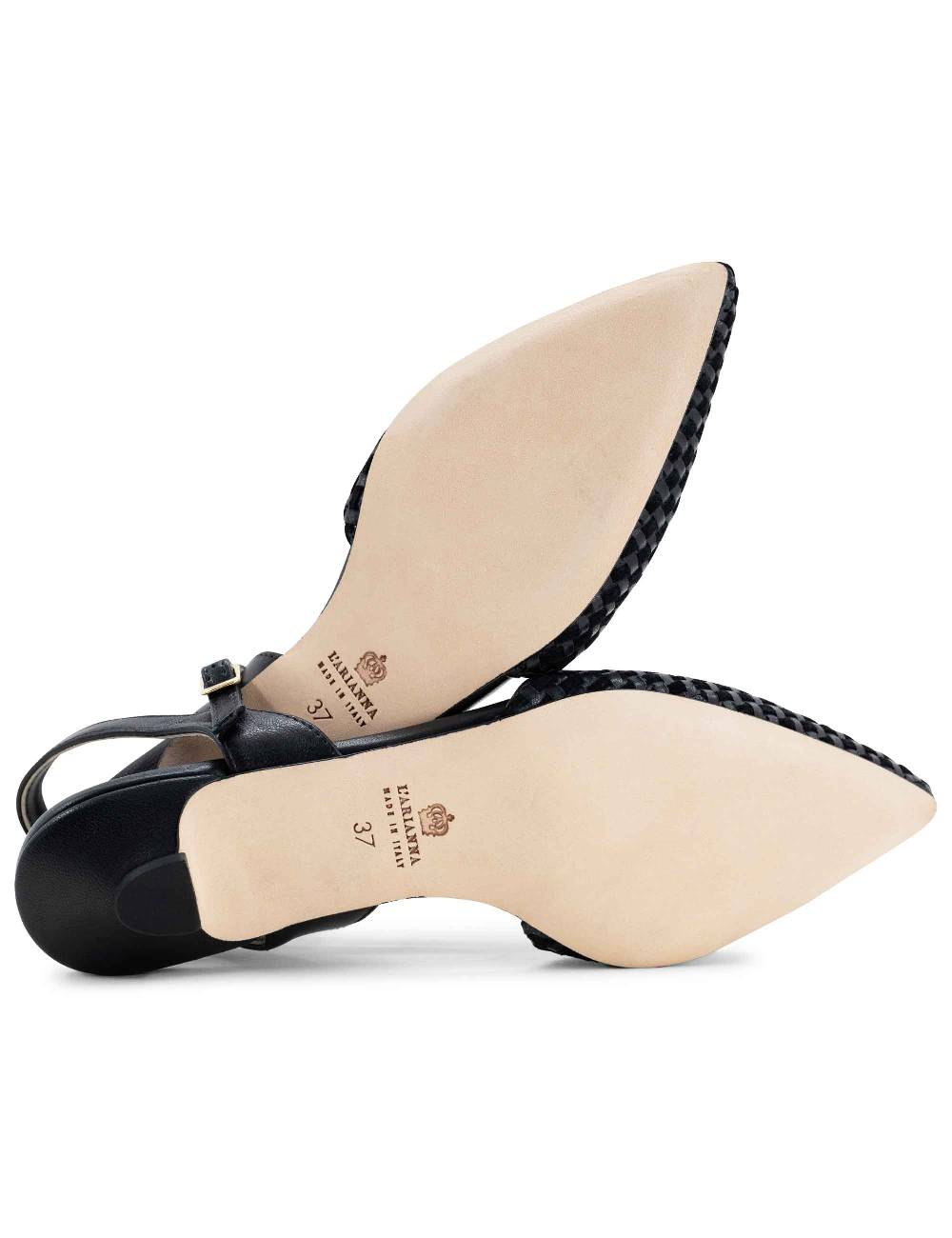 L'ARIANNA Ballerine BL1488/rt da donna in camoscio e pelle nera con cinturino alla caviglia L'Arianna Economico