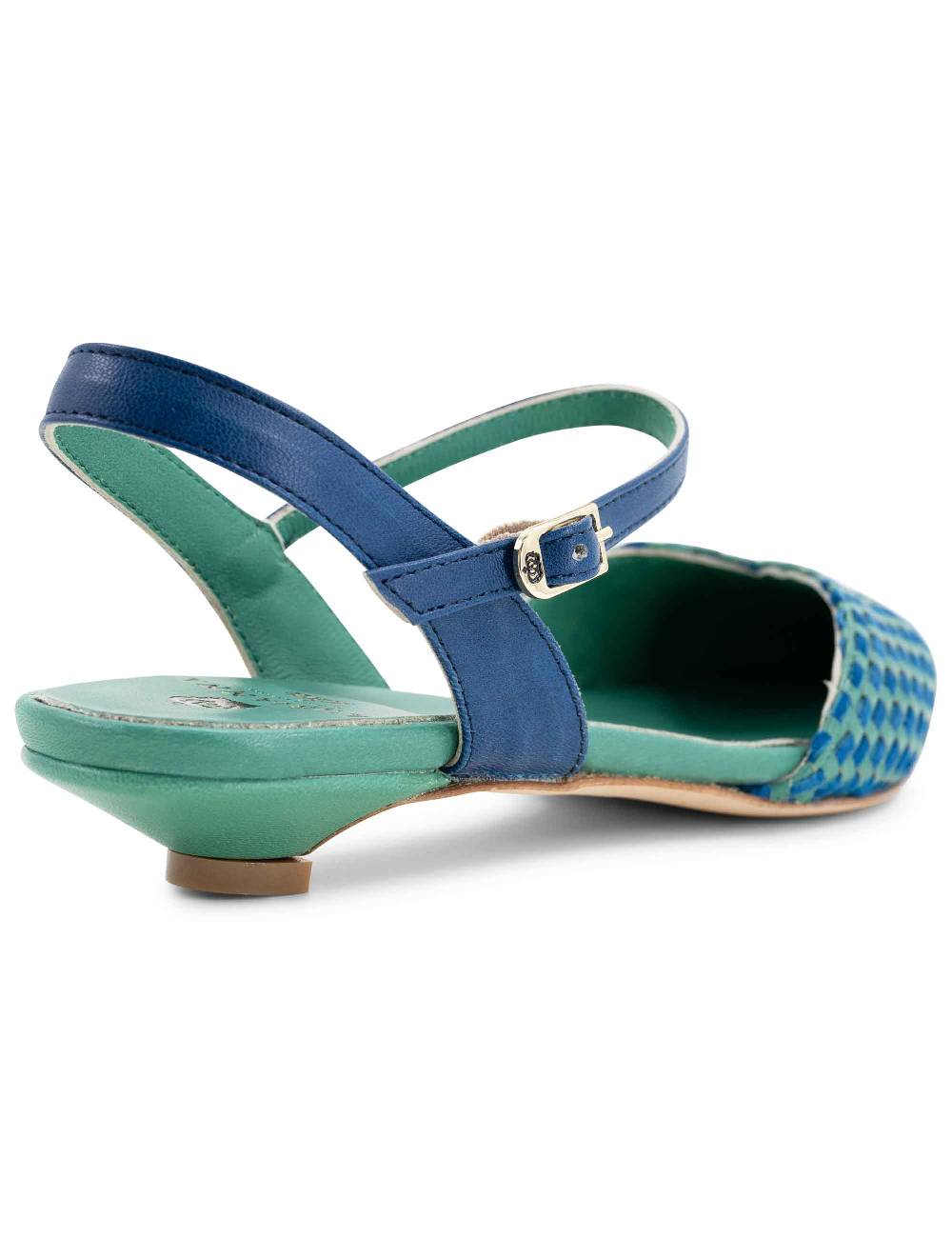 L'ARIANNA Ballerine BL1488/rt da donna in pelle verde e camoscio oceano con cinturino alla caviglia L'Arianna Online